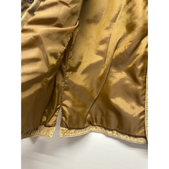 Vintage Christopher & Banks 100% Leather Tan Suede Snap Front Embossed Medium - Picture 4 of 12